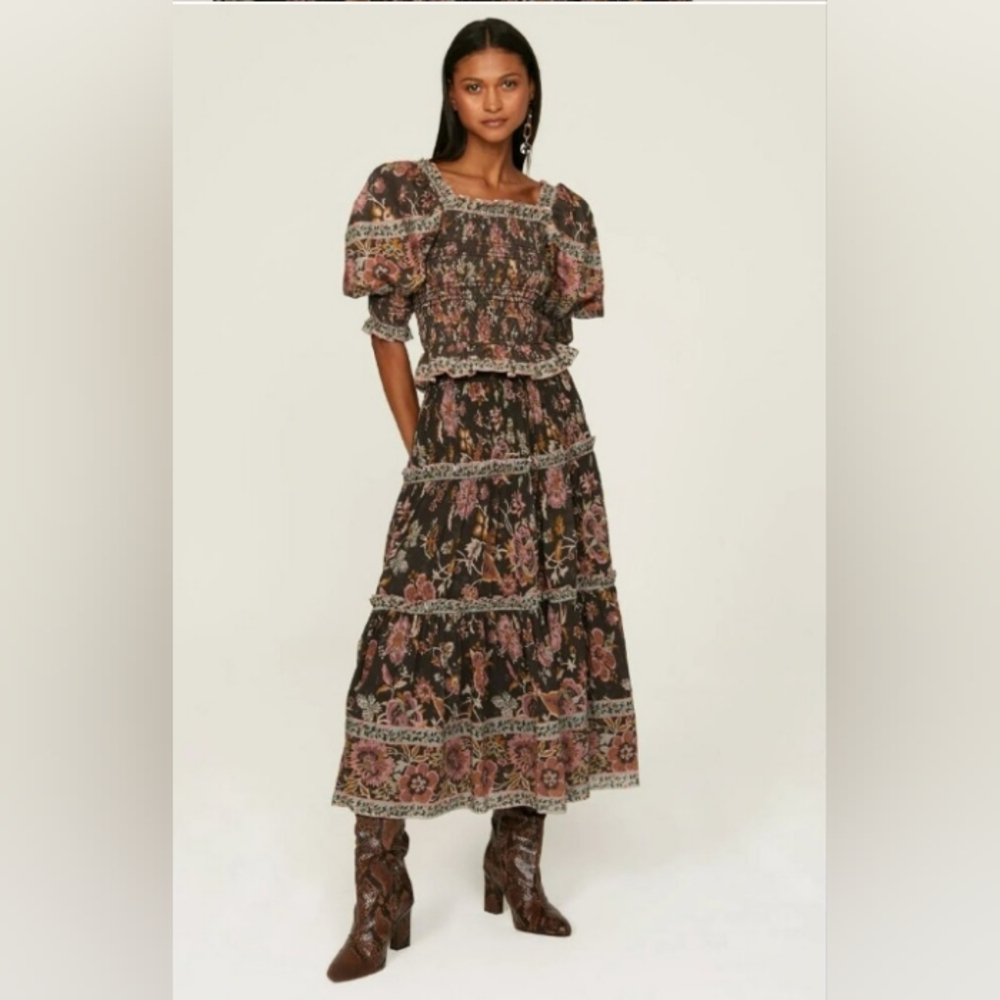 Floral Puff Sleeve Smocked Tess Top